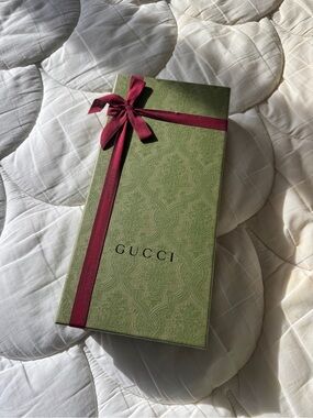 Gucci Green Gift Box with Red Logo Ribbon